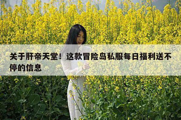 关于肝帝天堂！这款冒险岛私服每日福利送不停的信息