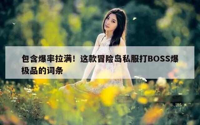 包含爆率拉满！这款冒险岛私服打BOSS爆极品的词条